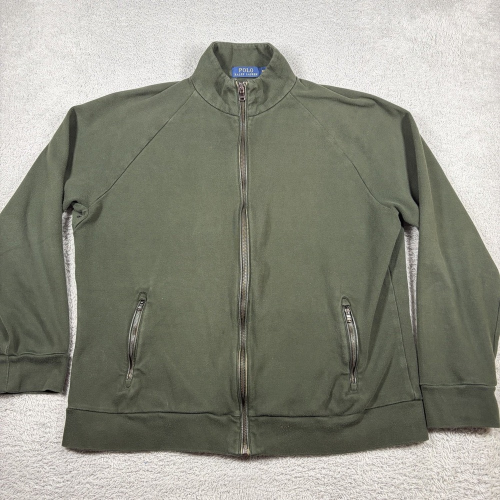 Polo Ralph Lauren Full Zip Track Jacket Mens XL Green Stand Up Collar Minimalist